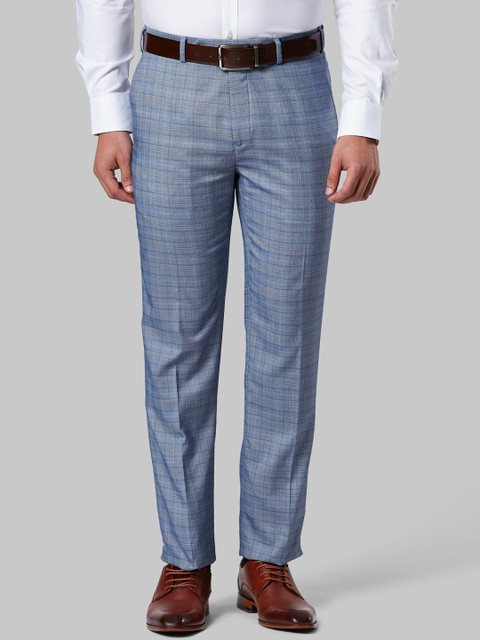 

Raymond Men Blue Regular Fit Checked Formal Trousers