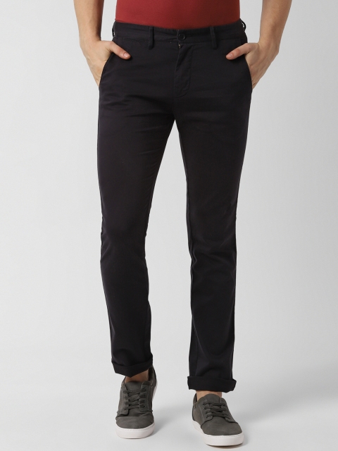 

Peter England Casuals Men Black Slim Fit Solid Regular Trousers