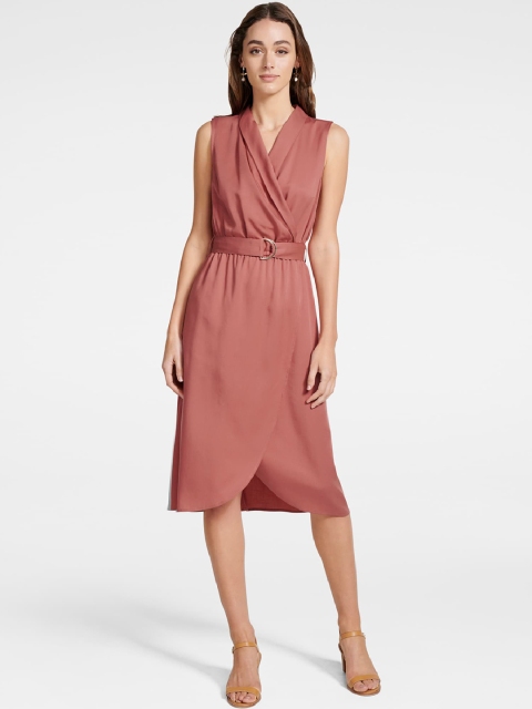 

Forever New Women Solid Pink Wrap Dress