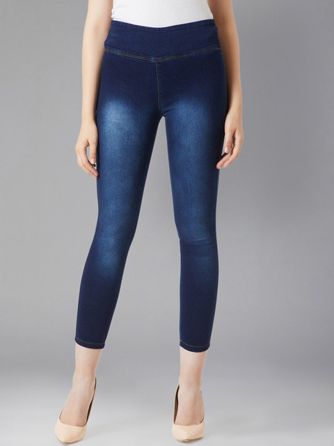 

DOLCE CRUDO Women Navy Blue Skinny-Fit Solid Jeggings