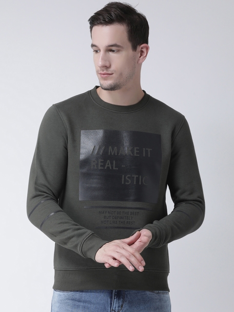 

Club York Men Olive Green Printed Sweatshirt