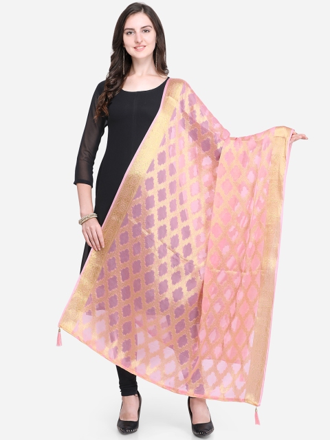 

Satrani Pink Woven Design Banarasi Jacquard Dupatta