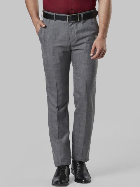 

Raymond Men Grey Slim Fit Checked Formal Trousers