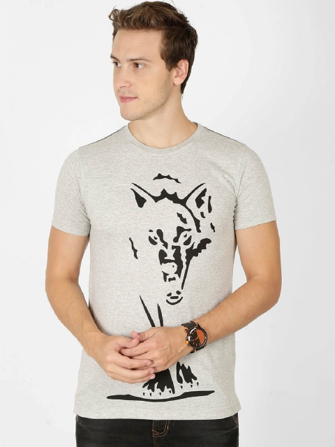 

BULLMER Men Grey Printed Round Neck T-shirt