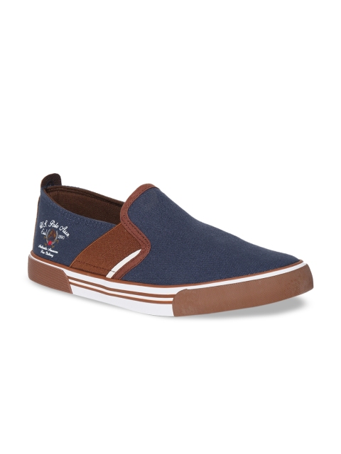 

U.S. Polo Assn. Men Blue & Brown Colourblocked Slip-On Sneakers