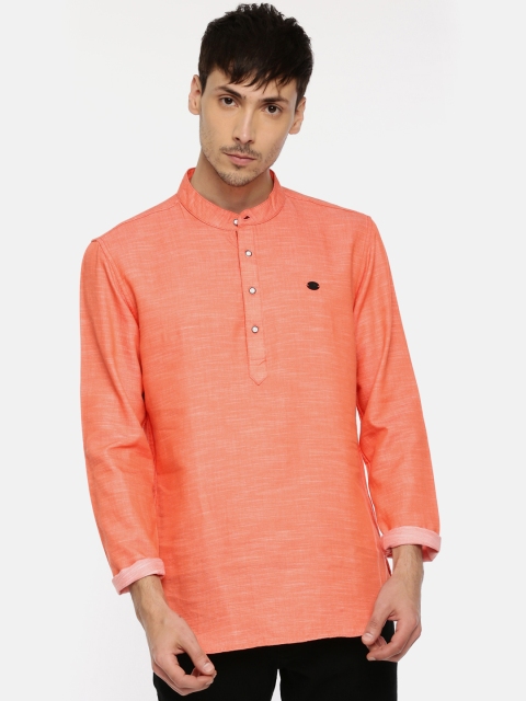 

The Indian Garage Co Men Orange Solid Straight Kurta