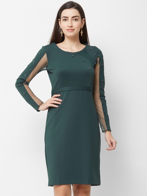 

Soie Women Embellished Green Sheath Dress