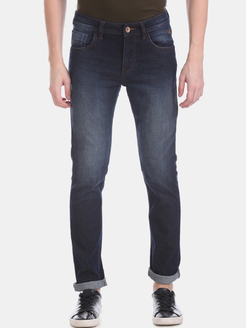 

Flying Machine Men Blue Tapered Fit Mid-Rise Clean Look Stretchable Jeans