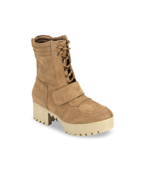 

Truffle Collection Women Tan Brown Solid High-Top Heeled Boots