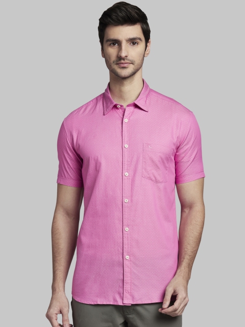 

Parx Men Pink Slim Fit Printed Casual Shirt