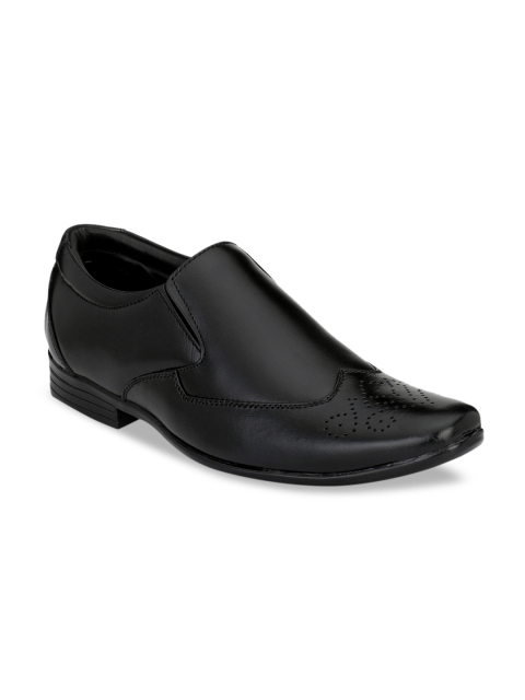 

Prolific Men Black Solid Genuine Leather Formal Slip-On Shoes