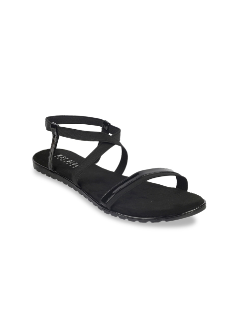 

Wet Blue Women Black Solid Open Toe Flats