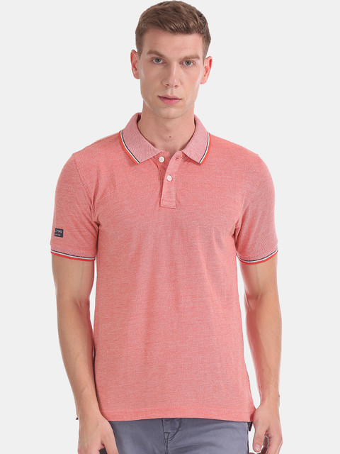 

Flying Machine Men Red Solid Polo Collar T-shirt