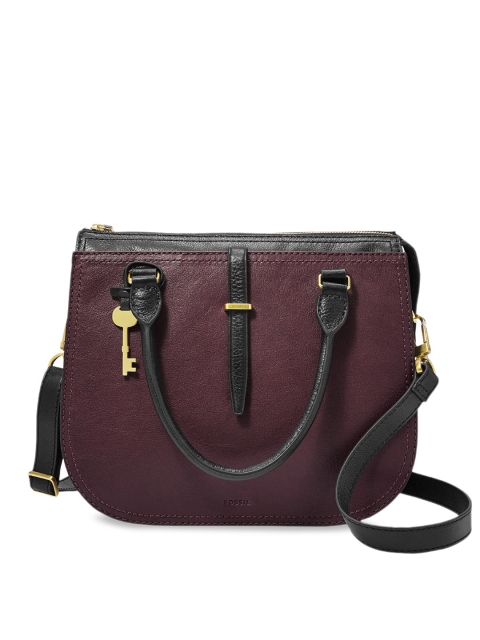 

Fossil Purple Solid Leather Handheld Bag
