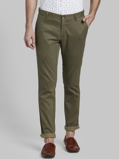 

Parx Men Olive Green Regular Fit Self Design Regular Trousers