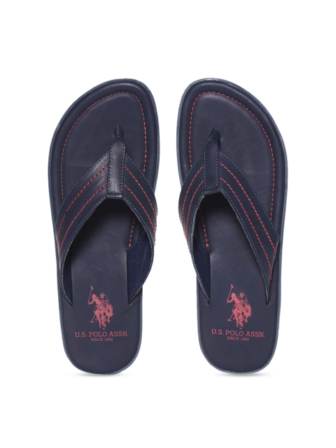 

U.S. Polo Assn. Men Navy Blue SIESTA Solid Leather Sandals