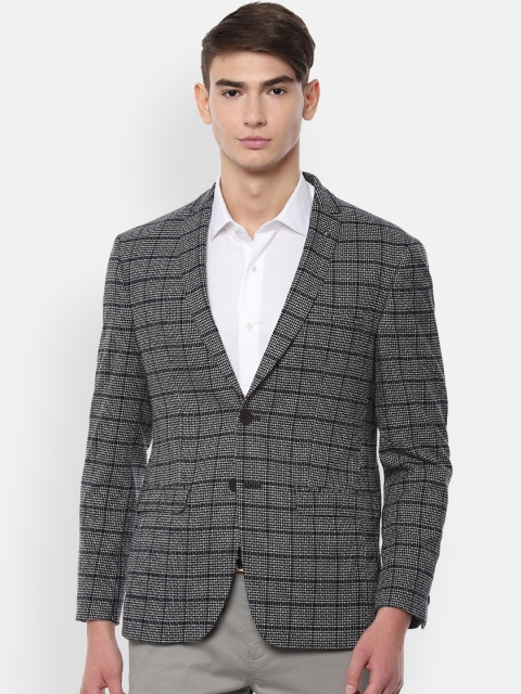 

Allen Solly Men Grey Checked Single-Breasted Slim-Fit Blazers