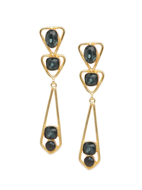 

DIVA WALK Gold-Plated & Green Handcrafted Enamelled Contemporary Drop Earrings