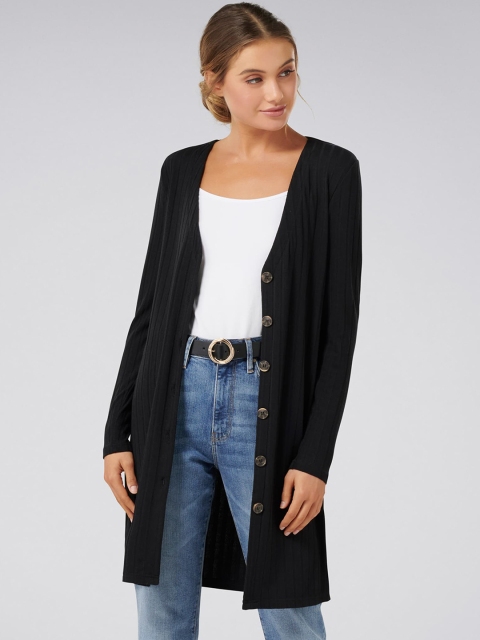 

Forever New Women Black Solid Cardigan Sweater