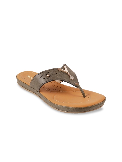

Mochi Women Olive Green Solid Open Toe Flats