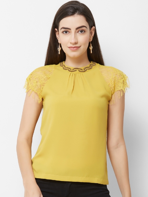 

Soie Women Yellow Embellished Top