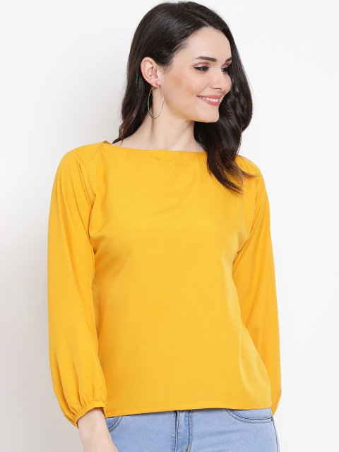 

FABNEST Women Yellow Solid Top