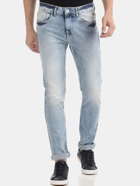 

Flying Machine Men Blue Tapered Fit Mid-Rise Clean Look Stretchable Jeans