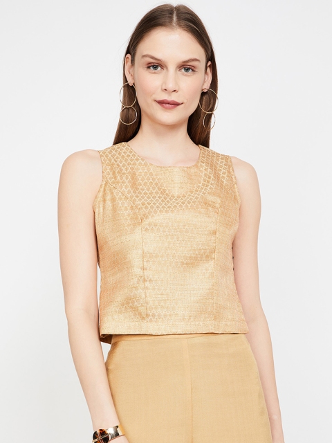 

Colour Me by Melange Women Gold-Colored Printed Top