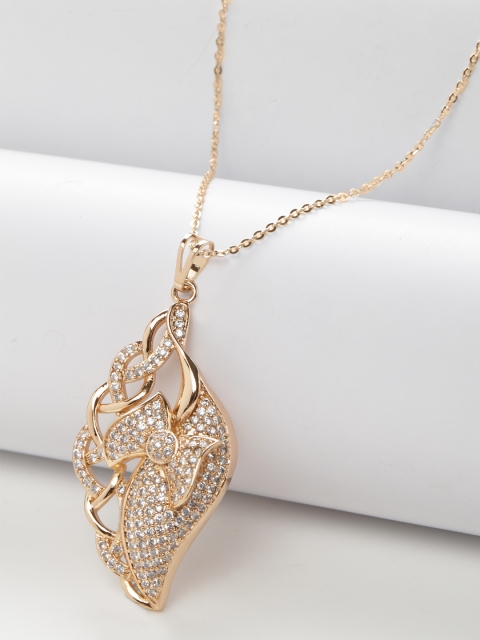 

AVANT-GARDE PARIS Women Rose Gold-Plated Luxury Vintage Cubic Zirconia Pendant