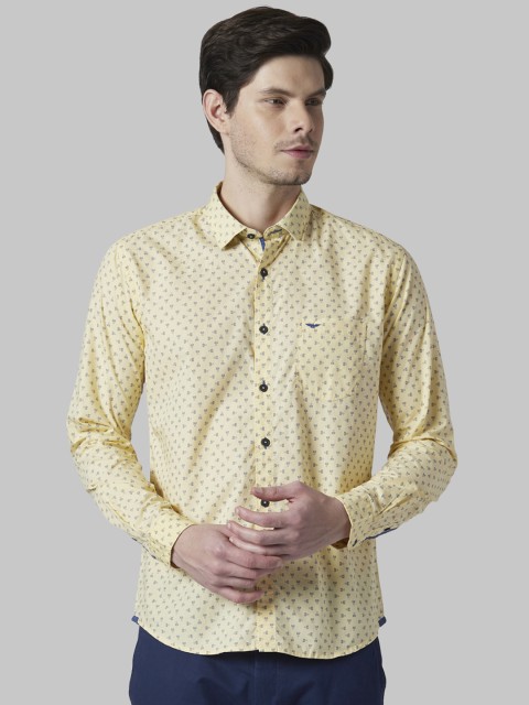 

Park Avenue Men Yellow Slim Fit Printed Casual Shirt