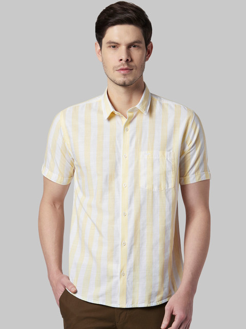 

Park Avenue Men Yellow & White Slim Fit Striped Casual Shirt