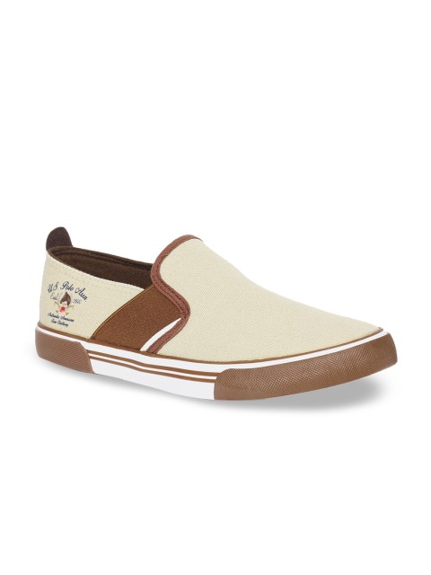 

U.S. Polo Assn. Men Beige & Brown Colourblocked Slip-On Sneakers