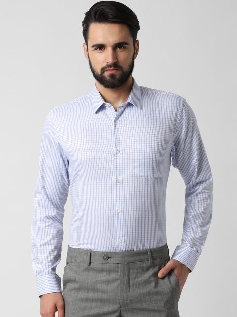 

Peter England Men Blue & White Regular Fit Checked Formal Shirt