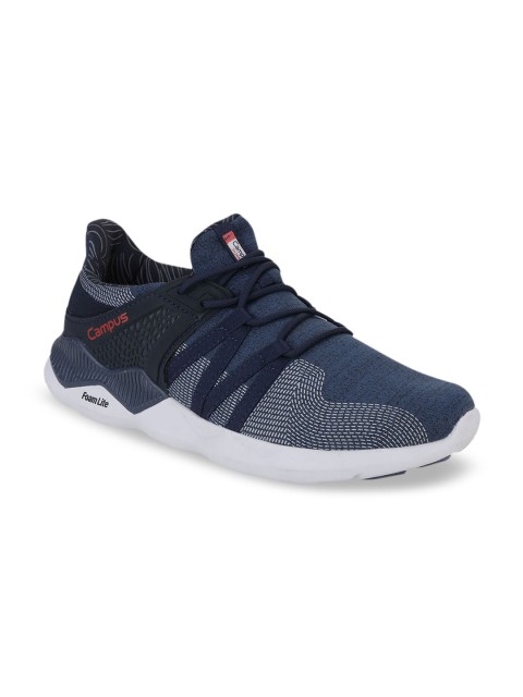 

Campus Men Navy Blue & White Mesh Mid-Top Running Shoes