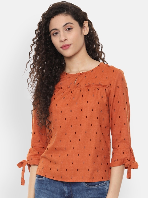 

People Women Orange Printed Top
