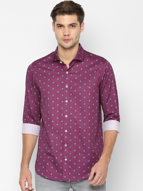 

SIMON CARTER LONDON Men Purple Slim Fit Printed Casual Shirt