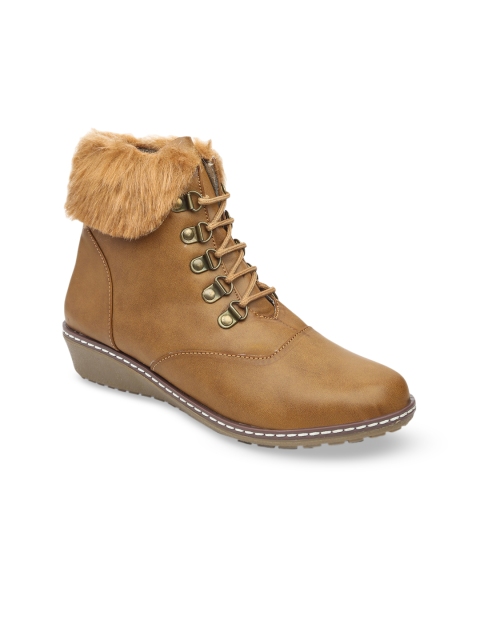

VALIOSAA Women Beige Solid Heeled Boots