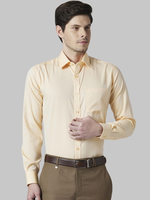 Park Avenue Men Yellow Regular Fit Solid Formal Shirt