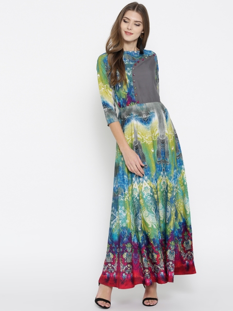 

Cottinfab Women Printed Multicoloured Maxi Dress, Multi