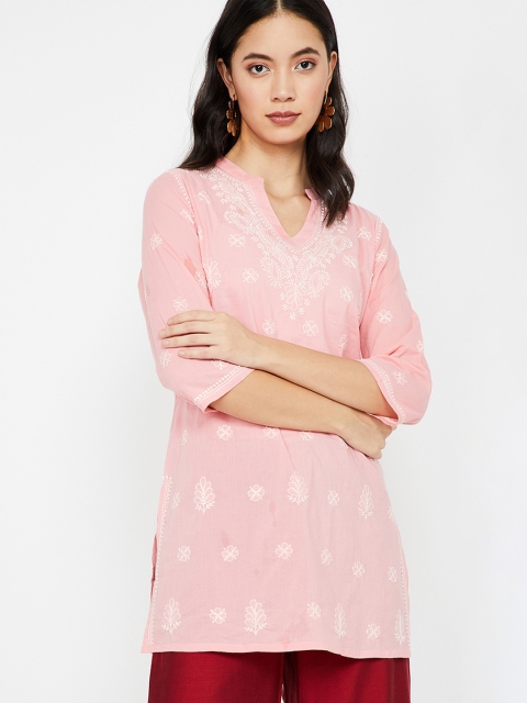 

Melange by Lifestyle Women Pink Embroidered Straight Kurtis