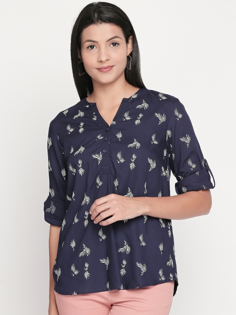 

Honey by Pantaloons Women Navy Blue Printed Top