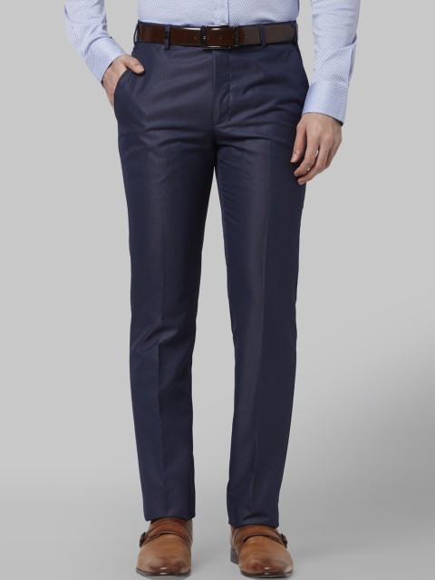 

Park Avenue Men Blue Slim Fit Self Design Formal Trousers