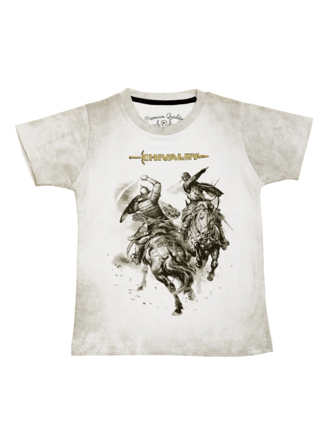 

Lil Tomatoes Boys Off-White Printed Round Neck T-shirt
