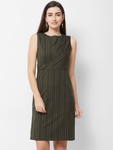 

Soie Women Striped Green Sheath Dress