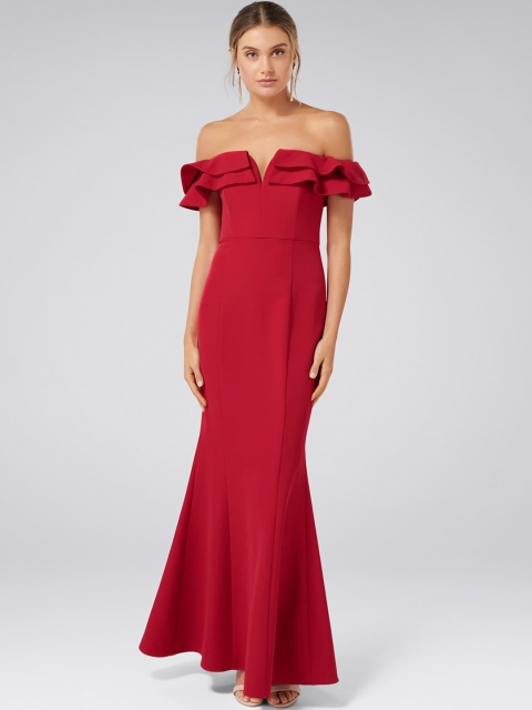 

Forever New Women Solid Red Maxi Dress