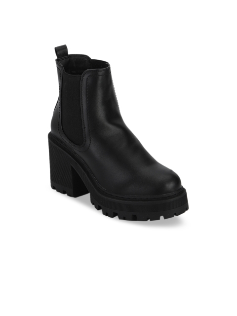 

Truffle Collection Women Black Solid High-Top Heeled Boots