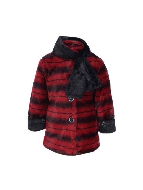 

CUTECUMBER Girls Maroon & Black Striped Jacket