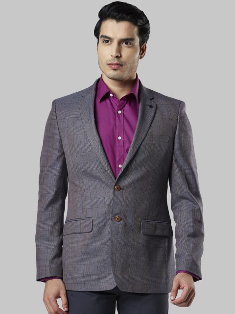 

Raymond Men Brown Checked Single-Breasted Blazers