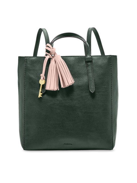 

Fossil Green Solid Leather Handheld Bag