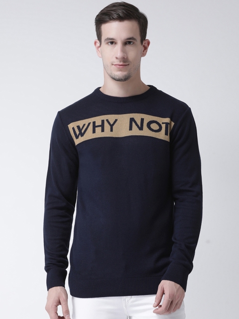 

Club York Men Navy Blue & Brown Printed Pullover Sweater